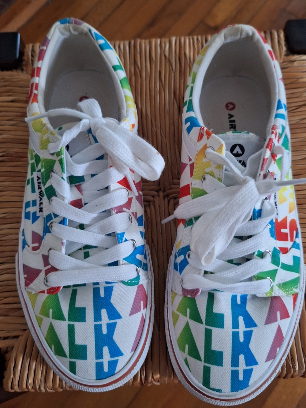 Airwalk White Canvas Sneakers with Rainbow Logo Print